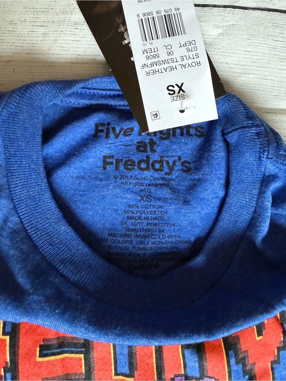Five Nights at Freddy's Blue Graphic Tee boys XS - Picture 3 of 6